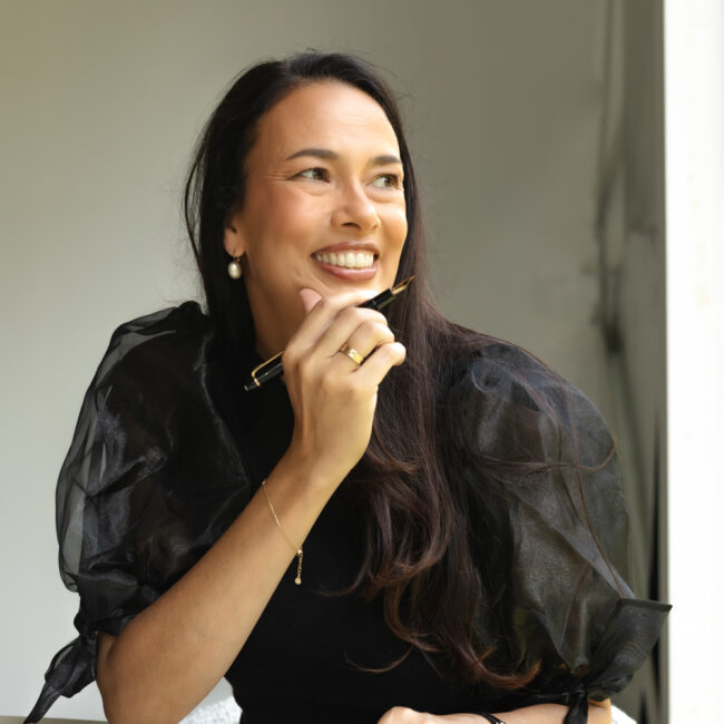 light and airy business portrait of female entrepreneur in Stockholm