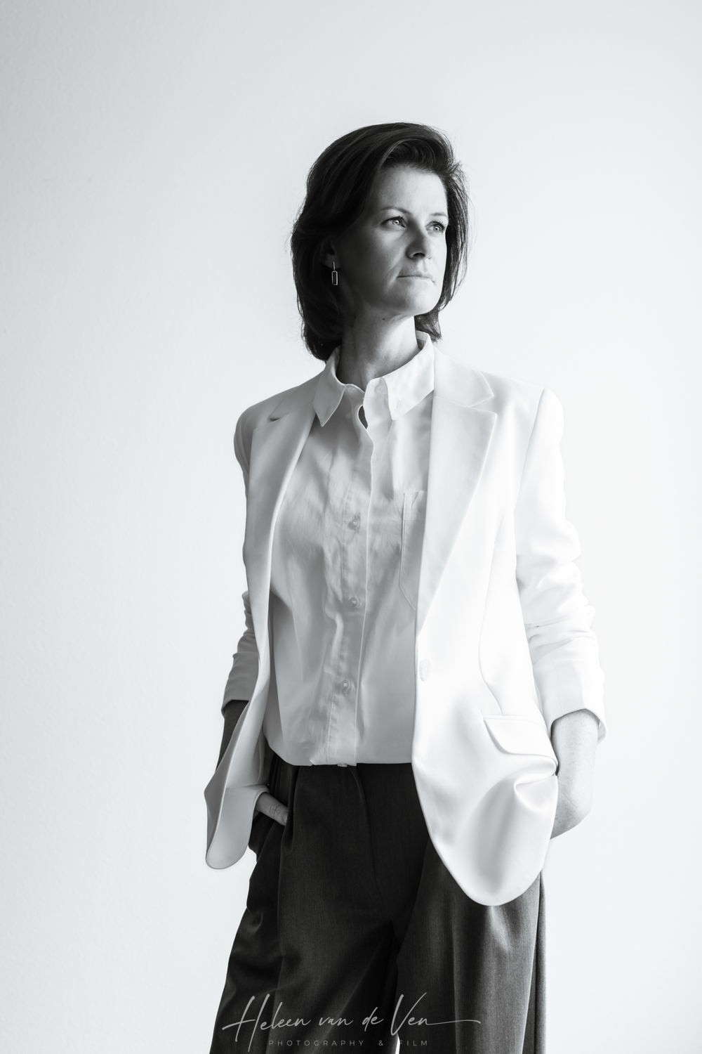 Business portrait of female leader for LinkedIn and PR use in lack and white